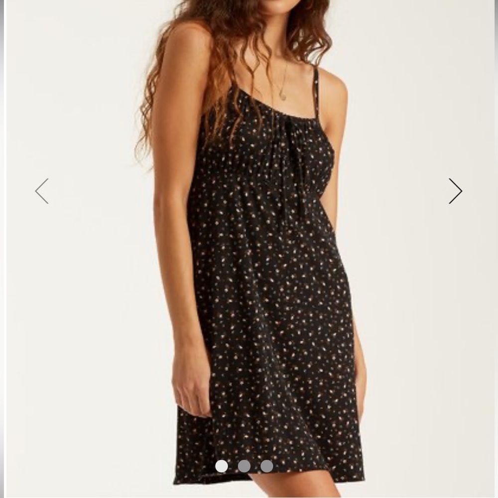 Black Floral Billabong Spaghetti Strap “Flirt Much Dress”